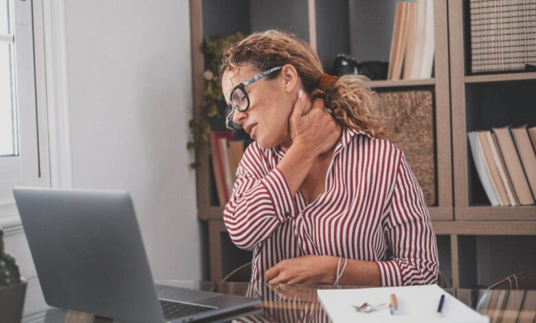 Pinched nerves, tensed sore muscles, fibromyalgia ache due sedentary lifestyle