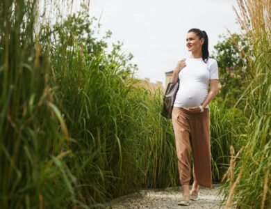 Pregnant woman in nature